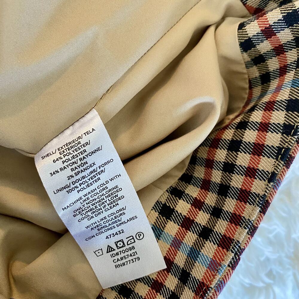 Ann Taylor Factory Plaid Faux Wrap Front Skirt Button Closure Size 6P - Picture 10 of 11